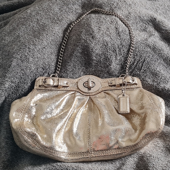 RARE Coach Gold Metallic Purse - Picture 8 of 12